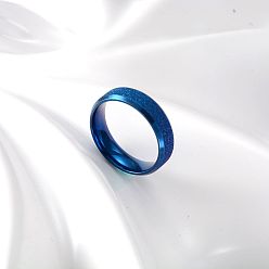 Синий 304 палец кольца из нержавеющей стали, матовые, синие, 6 мм, размер США 8 (18.1 мм)