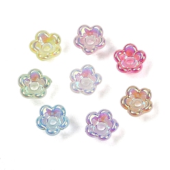(52) Непрозрачная лаванда УФ-покрытие акриловым шарик крышки, радужный, 5-лепестков цветка, с блеском порошок, разноцветные, 6x3.5 мм, отверстие : 1.5 мм