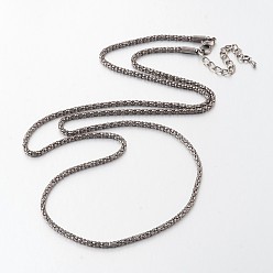 Gunmetal Iron Popcorn Chain Necklace Making, with Alloy Lobster Claw Clasps and Iron End Chains, Gunmetal, 29.9 inch