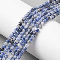 (306FM) Жонкиль матовый с лаймовой подкладкой Натуральное синее пятно нитки из бисера яшмы, круглые, 3~3.5 мм, отверстие : 0.7 мм, около 57~64 шт / нитка, 7.48''~7.68'' (19~19.5 см)