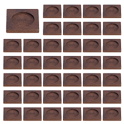 Coffee Wood Cabochon Settings, Square, Coffee, 34.5~35x35~36x5mm, Inner Diameter: 25mm