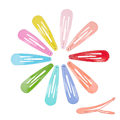 Mixed Color Iron Snap Hair Clips, Spray Painted, Teardrop, Mixed Color, 48x13.5x5mm, Hole: 1mm, 10 colors, 10pcs/color, 100pcs/set