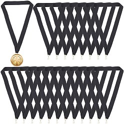 Черный 40 шт. полиэстеровые ремни для медалей, ленты на шею, шнурки для медалей, Сплав с застежками, чёрные, 410 мм