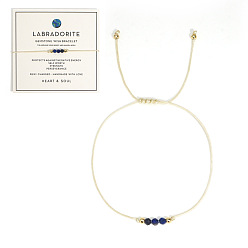 Лабрадорита Браслеты из плетеных бусин из натурального лабрадорита для женщин, с бусинами из бобов