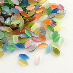 (52) Непрозрачная лаванда Стеклянный Кошка глаз кабошоны, лошадиный глаз , разноцветные, 8x4x2 мм