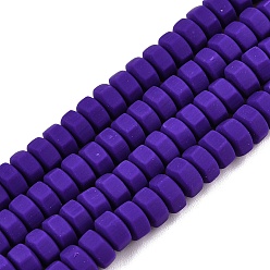 Индиго Бусины из полимерной глины ручной работы, шестиугольник, индиговые, 6x6.5x3.5 мм, отверстие : 1.4 мм, около 109~110 шт / нитка, 15.63~15.79 дюйм (39.7~40.1 см)