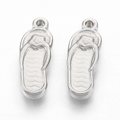 Нержавеющая Сталь Цвет 201 Настройки эмали нержавеющей стали кулон, вьетнамки, цвет нержавеющей стали, 17.5x6x3 мм, отверстие : 1 мм