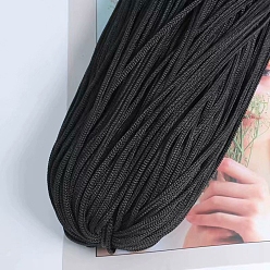 Schwarz Polyester-Hohlgarn zum Häkeln, Eisleinen-Seidenhandstrickgarn mit leichtem Körper, Sommersonnenhutgarn für DIY coole Hutschuhe, Taschenkissen, Schwarz, 3 mm, ca. 218.72 Yards (200 m)/Knüll