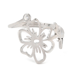 Нержавеющая Сталь Цвет 304 нержавеющая сталь с регулируемыми кольцами из циркония, октябрь-космос, цвет нержавеющей стали, 1.5~15.5 мм, размер США 6 1/4 (16.7 мм)