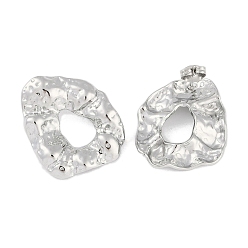 Нержавеющая Сталь Цвет Не тускнеет 304 серьга-гвоздик из нержавеющей стали, самородки, цвет нержавеющей стали, 30.5x24.5 мм