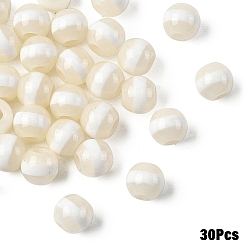 White 30Pcs Resin European Beads, Large Hole Beads, Round, White, 12x11mm, Hole: 4mm