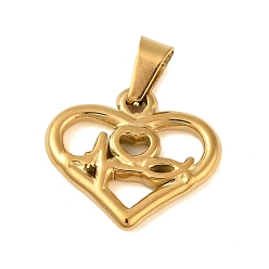 Золотой Ионное покрытие (ip) 304 подвески из нержавеющей стали, сердце с биением сердца, золотые, 17.5x20x2.5 мм, отверстие : 6x3 мм