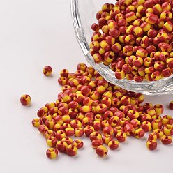 Красный 8/0 непрозрачные цвета просачиваться стеклянные бусины, круглые бисер, красные, 2.5~3x2~3 мм, Отверстие : 0.8 мм , около 15000 шт / 450 г