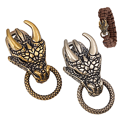 Античный Серебрянный & Античный Золотой 2шт 2 цвета латунные соединительные подвески, ссылки на голову дракона, старинное серебро и античный золотой, 38x19x14.5 мм, внутренний диаметр: 13 мм, 1 шт / цвет