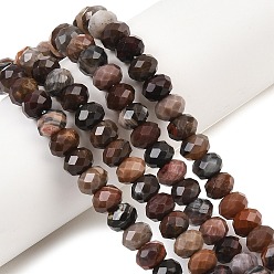 Деревянное Окаменение Природные окаменелое дерево бисер пряди, рондель, граненые, 8~8.5x5~6 мм, отверстие : 1 мм, около 68~76 шт / нитка, 14.96~15.35'' (38~39 см)