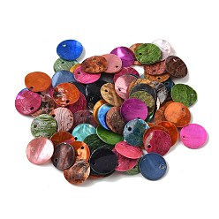 (52) Непрозрачная лаванда Подвески-диски из натуральной ракушки акойя, окрашенные распылением, разноцветные, 12.5~13x1~1.5 мм, отверстие : 1.5 мм