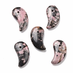 Родонит Природные подвески родонит, луна, 35x20x9 мм, отверстие : 2 мм