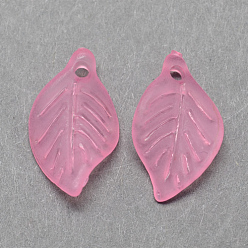 Ярко-Розовый Прозрачные акриловые подвески, матовые, лист, ярко-розовый, 18x11x3 мм, Отверстие : 2 мм , около 1877 шт / 500 г