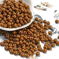 Верблюжий Имитация нефрита 3/0 стеклянные бусины, блеск, спекающийся лак, круглые, верблюжие, 5.5x3.5 мм, отверстие : 1.5 мм