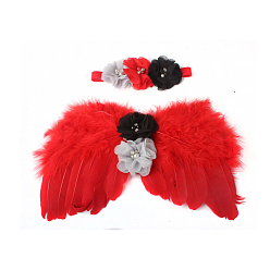 Малиновый Мини-кукла с крыльями ангела и перьями, с лентой для волос, для изготовления салфеток своими руками, реквизит для детской фотосъемки, украшения, аксессуары, малиновый, 180x285 мм