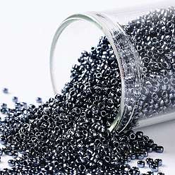 (81) Metallic Hematite Тохо 15/0 круглые бусины, японский бисер, (81) металлический гематит, 1.5 мм, отверстие : 0.7 мм, Около 3000 шт / 10 г