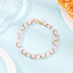 Лиловый Браслеты из круглых бусин из искусственного нефрита, окрашенные распылением, для женщин, С латунными круглыми бусами, сирень, 7-1/2~7-7/8 дюйм (19.2~19.9 см)