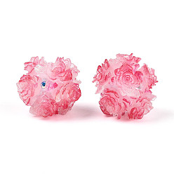 Светло-Вишневый Бусины из полимерной глины со стразами и рельефными смоляными розами, для телефонных цепей, кукольные брелоки и украшения для сумок, светло-вишневый, 22~26 мм, отверстие : 2~2.5 мм