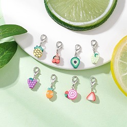 Платина Кулон из полимерной глины ручной работы, фрукты, Сплав с застежками когтя омара, платина, 23.5~27 мм