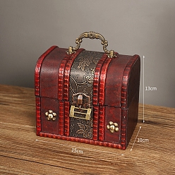 Темно-Красный Деревянная шкатулка, с застежкой спереди, для художественного хобби и домашнего хранения, прямоугольные, темно-красный, 10x15x13 см