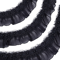 Черный 3ярдов нейлоновой ленты, с пластиковой жемчужины, чёрные, 3-7/8 дюйм (98 мм)