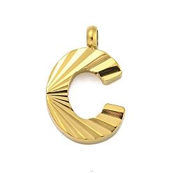 Letter C Ионное покрытие (ip) 304 брелоки из нержавеющей стали, гравированная фигурка ручной работы, полностью отполированный, золотые, буква С, 13.5x8.5x2 мм, отверстие : 1.8 мм
