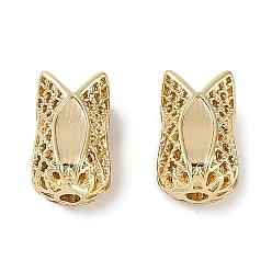 Настоящее золото 18K Латунные бусины, без кадмия, без никеля и без свинца, цветок, реальный 18 k позолоченный, 10x6 мм, отверстие : 1.4 мм