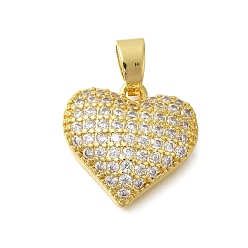 Настоящее золото 18K Стойка металлическая латунная микропрофилированная кубическая циркония подвески, без свинца и без кадмия, долговечный, сердце, реальный 18 k позолоченный, 16.5x16.5x4.5 мм, отверстие : 3.5 мм