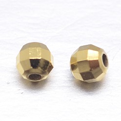 Настоящее золото 18K Граненые круглые бусины-проставки из стерлингового серебра 925, реальный 18 k позолоченный, 2.5 мм, отверстие : 1 мм, Около 638 шт / 20 г