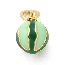 Арбуз Латунь эмаль подвески, с целью перехода в кольце, без свинца и без кадмия, реальный 18 k позолоченный, фруктовое очарование, арбуз, 11x8 мм, отверстие : 3 мм