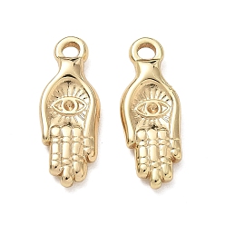 Golden 304 Stainless Steel Pendants Rhinestone Settings, Hamsa Hand with Evil Eye Charms, Long-Lasting Plated, Golden, 24x9x3mm, Hole: 2.5mm, Fit For 1.5mm Rhinestone