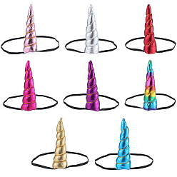 (52) Непрозрачная лаванда 8 шт. 8 цветная эластичная повязка на голову с изображением рога единорога, аксессуары для волос для детского косплея вечеринка с единорогом, разноцветные, 200 мм