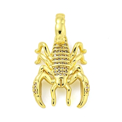 Прозрачный Латунные микро проложить кубического циркония подвески, без кадмия, без никеля и без свинца, реальный 18 k позолоченный, скорпион, прозрачные, 34x19.5x10 мм, отверстие : 8x6 мм