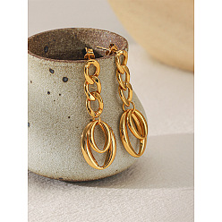 Golden 304 Stainless Steel Stud Earrings for Women, Chain Shape, Golden, 45x15.3mm