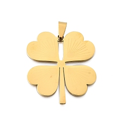Настоящее золото 18K 201 подвески из нержавеющей стали, подвеска в виде четырехлистного клевера, реальный 18 k позолоченный, 40x36x1.5 мм, отверстие : 4x8.5 мм