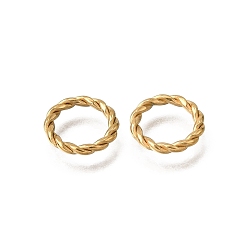 Plaqué 18K Or Véritable 304 acier inoxydable reliant bagues, Anneau tordu, réel 18 k plaqué or, 10x1.3mm, diamètre intérieur: 7 mm