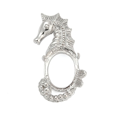 Sea Horse Сеттинги для кулона (кабошонов), латунь , серия океана, настройки открытой спины, морской конек, 36.5x21.5x12.5 мм, отверстие : 6.5 мм