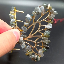 Шифер Серый Сплав клипы коготь волос, с натуральным лабрадорита, бабочка, аксессуары для волос для женщин и девочек, шифер серый, 80x50x20 мм