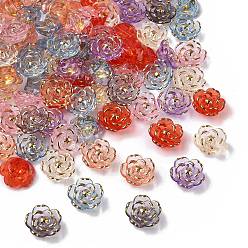 (52) Непрозрачная лаванда Пластиковые шарики, цветок, золотой металл обвитыми, разноцветные, 19~19.5x8~8.5 мм, отверстие : 1.8~2 мм, Около 425 шт / 500 г