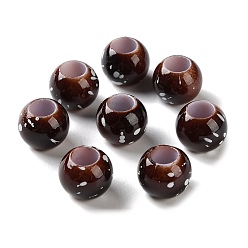 Кокосово-Коричневый Европейские бусины из АБС-пластика, окрашенные распылением, бусины с большим отверстием, круглые, кокосового коричневый, 12x10 мм, отверстие : 6 мм, Около 720 шт / 500 г