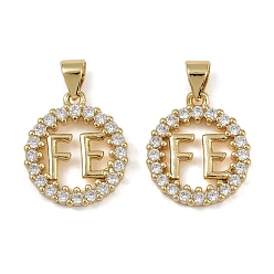 Плоский Круглый Латунные микро проложить кубического циркония подвески, слово fe, долговечный, без кадмия и без свинца, стойки покрытие, реальный 18 k позолоченный, плоско-круглые, 17.5x15.5x2.5 мм, отверстие : 4.5x3.5 мм