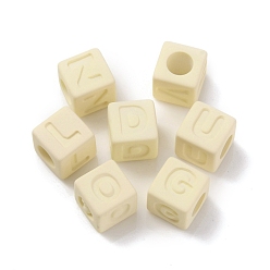 Желтая Старая Ткань  Прорезиненные прозрачные акриловые бусины, квадратный, старое кружево, 12x12x12 мм, отверстие : 7 мм