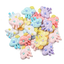 (52) Непрозрачная лаванда Непрозрачная смола декодирует кабошоны, облако со звездой, разноцветные, 26x26.5x7 мм