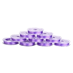 Purple Flat Japanese Crystal Elastic Stretch Thread, for Bracelets Gemstone Jewelry Making Beading Craft, Purple, 0.38mm, about 10.93 yards(10m)/roll