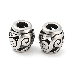 Antik Silber Farbe 316 chirurgische Edelstahlperlen, Fass, Antik Silber Farbe, 9.5x9.5 mm, Bohrung: 4 mm